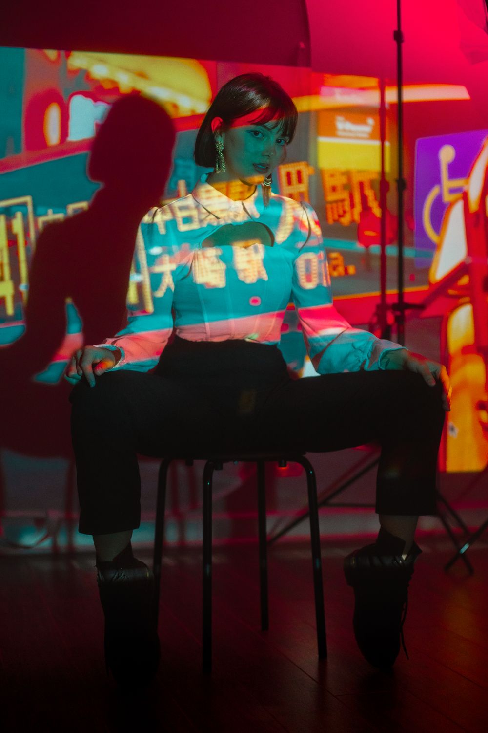 Portrait lit by coloured light — photo by Jace Oner on Pexels