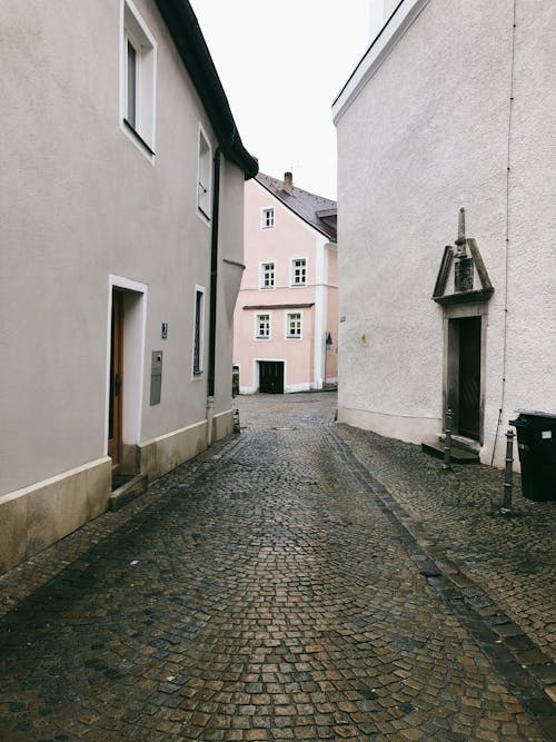 Cobblestone Alley and Buildings in an Old Town 