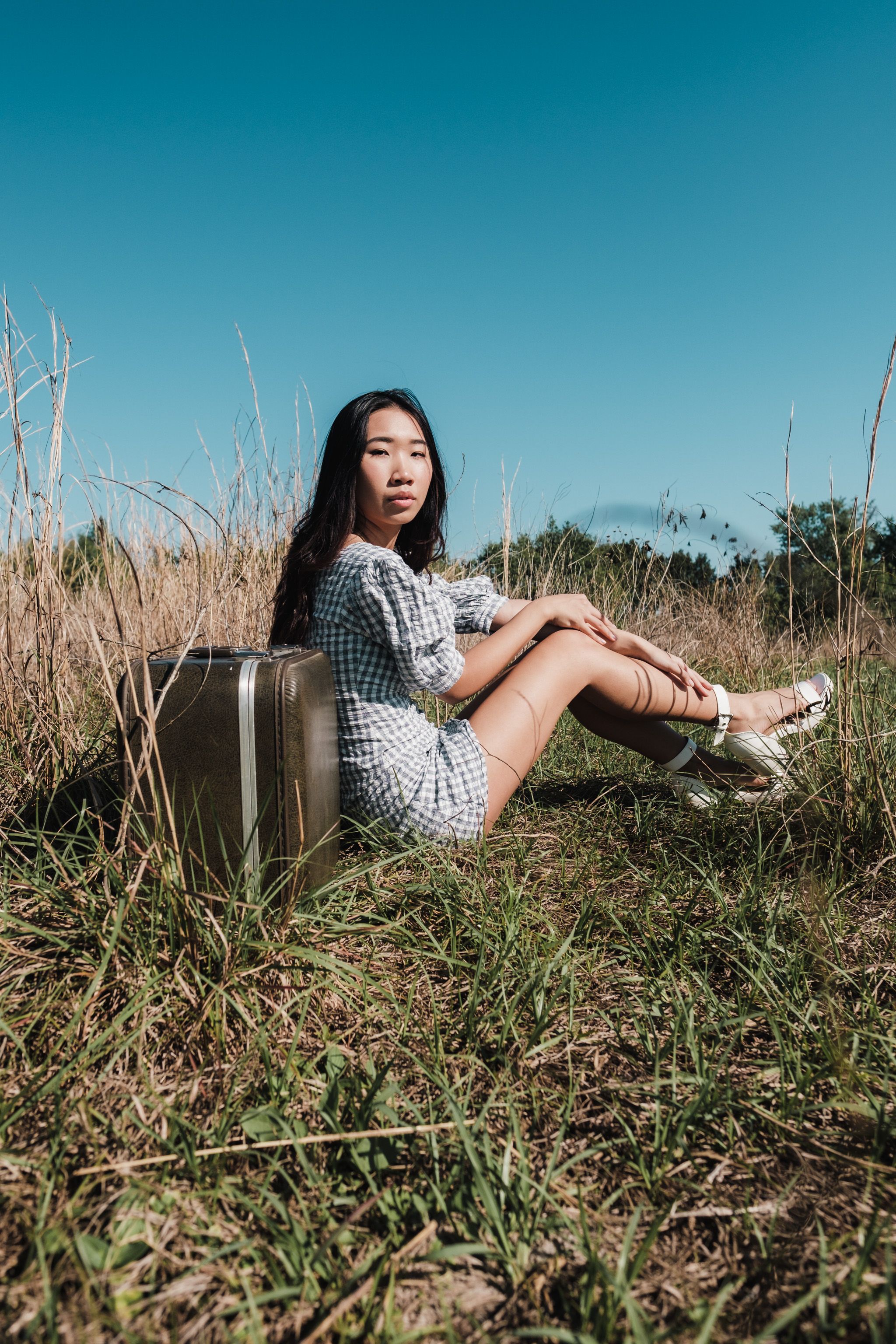Woman in Summer Dress Sitting on Grass · Free Stock Photo