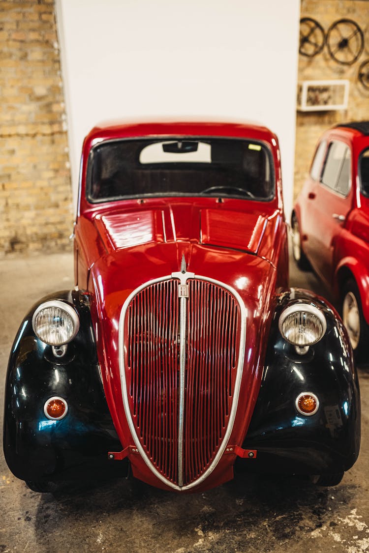 Red And Black Vintage Car