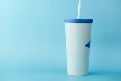 Plastic Cup with Lid and Straw