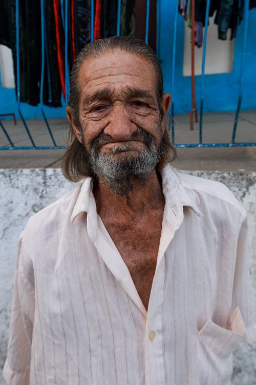Free An elderly man with a long beard standing outside in a casual shirt. Stock Photo