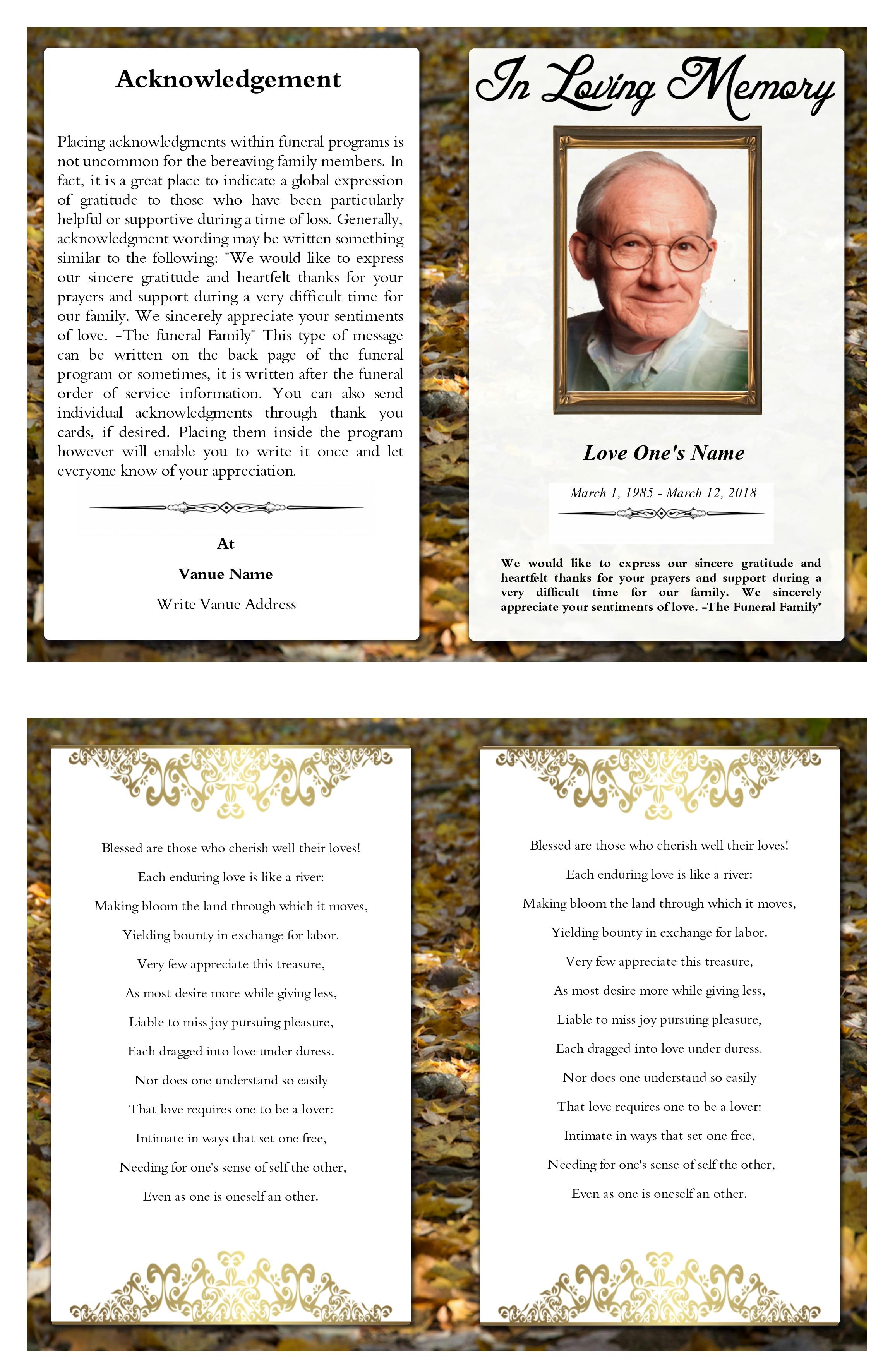 Free stock photo of funeral programs bi-fold, funeral templates 8.5 x 11