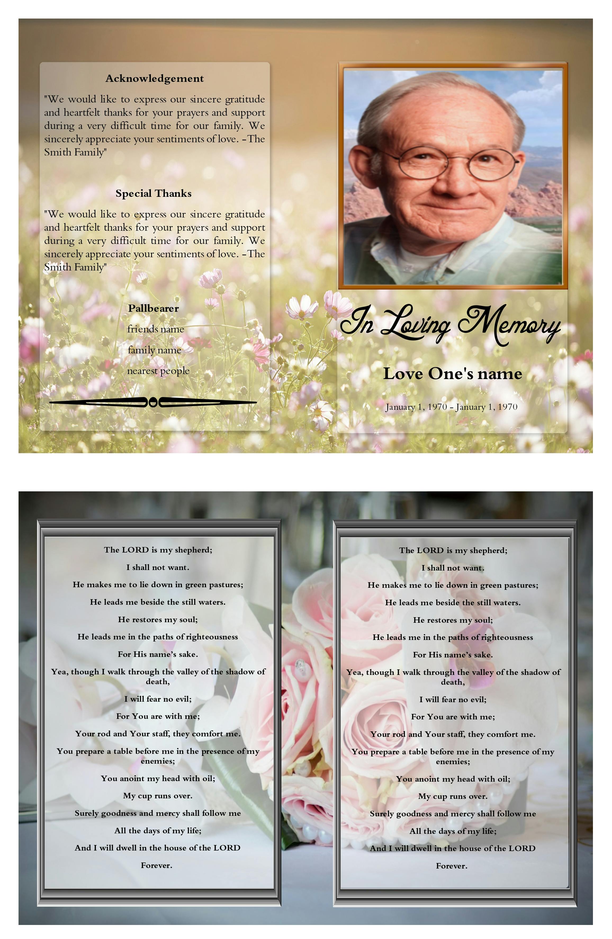 Free stock photo of free trifold funeral program, trifold funeral program