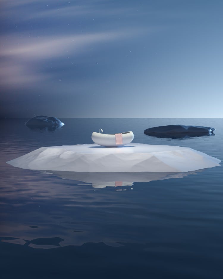 Tub Sites On Iceberg At Night