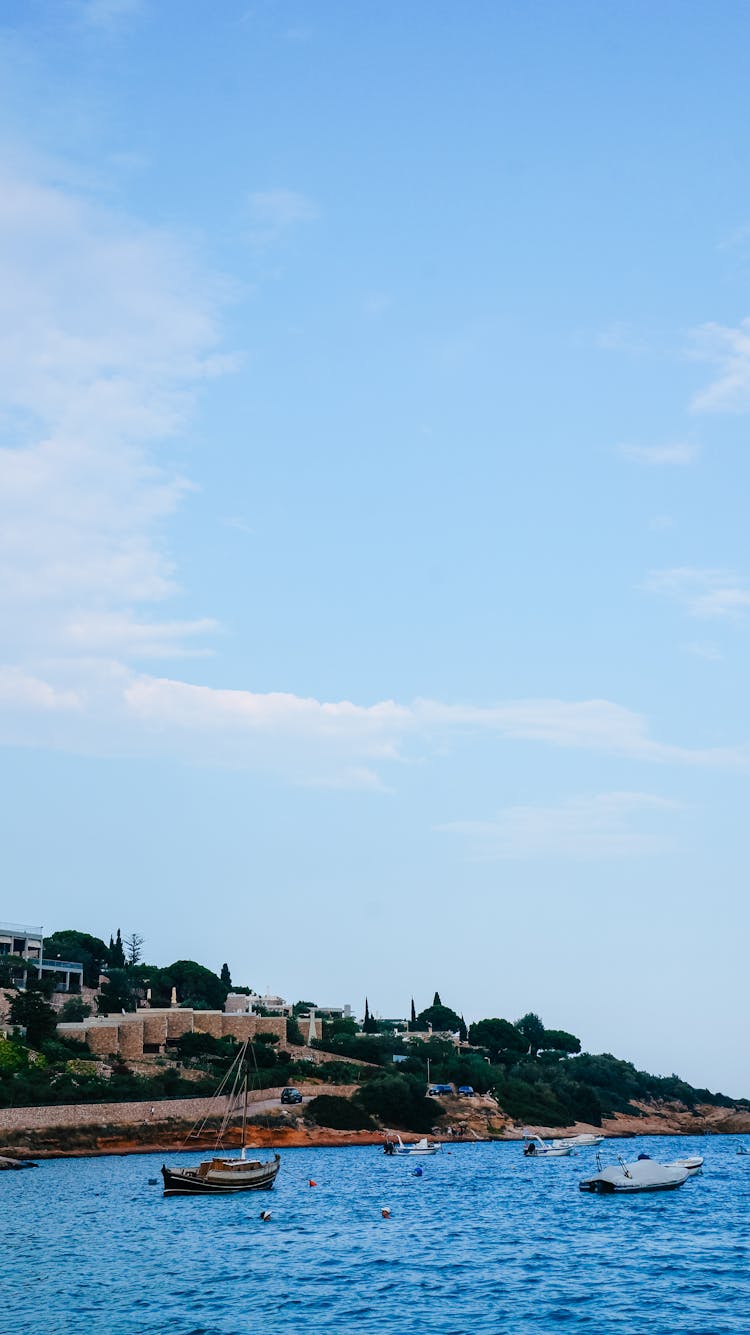 Boats In Front Of Island