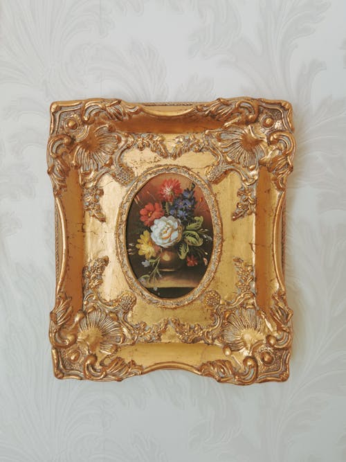 Flowers Painting in Golden Frame