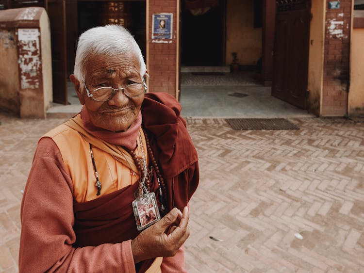 Portrait Of Elderly Buddhist Monk