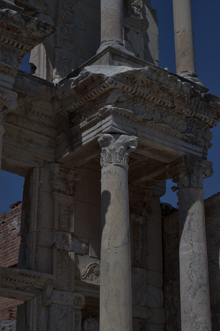 Partially Damaged Columns Of Historical Temple