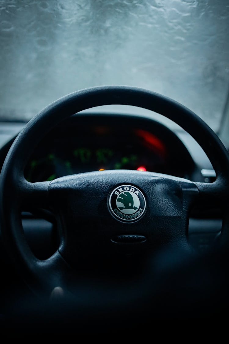 Steering Wheel Of A Skoda Car