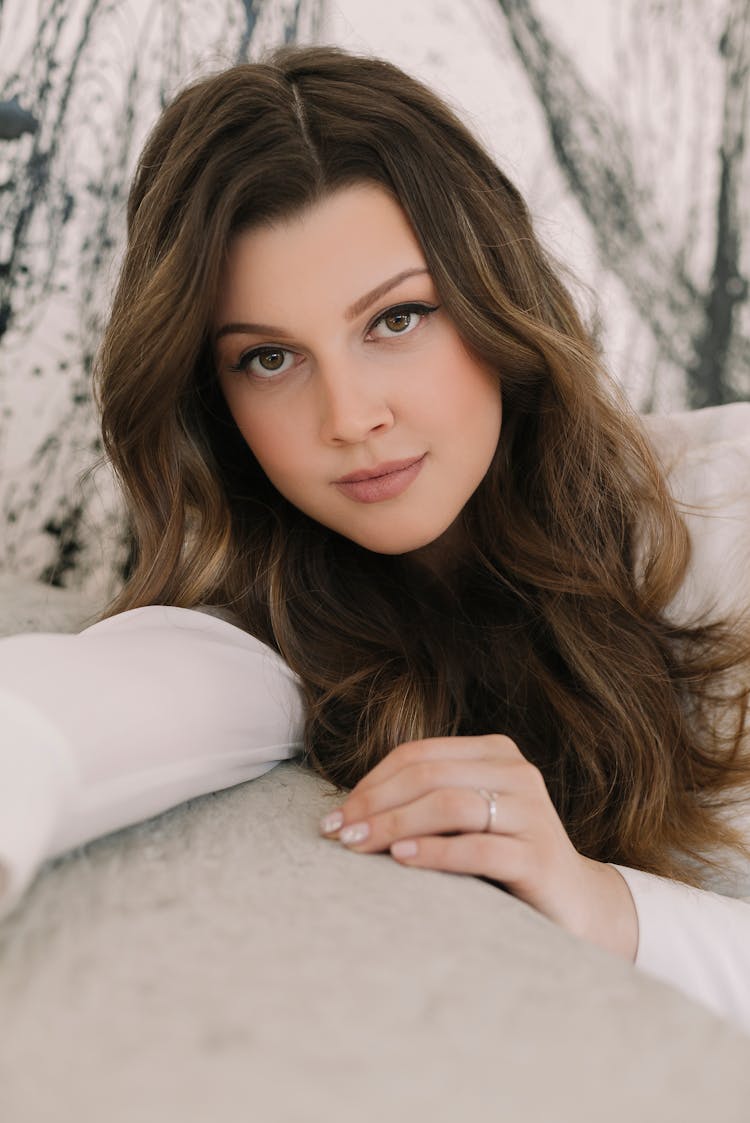 Portrait Of Pretty Girl With Long Brown Hair 