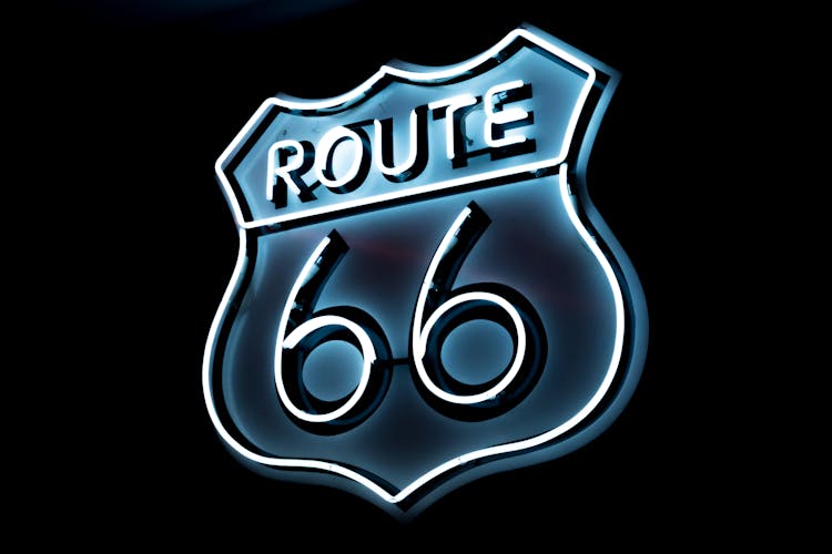 White And Blue Route 66 Logo