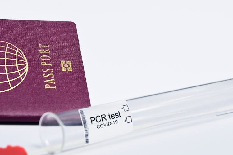 Passport Near A Test Tube On White Surface