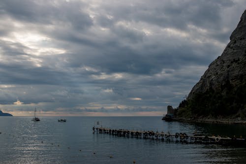 Wooden Dock on the Calm Ocean 