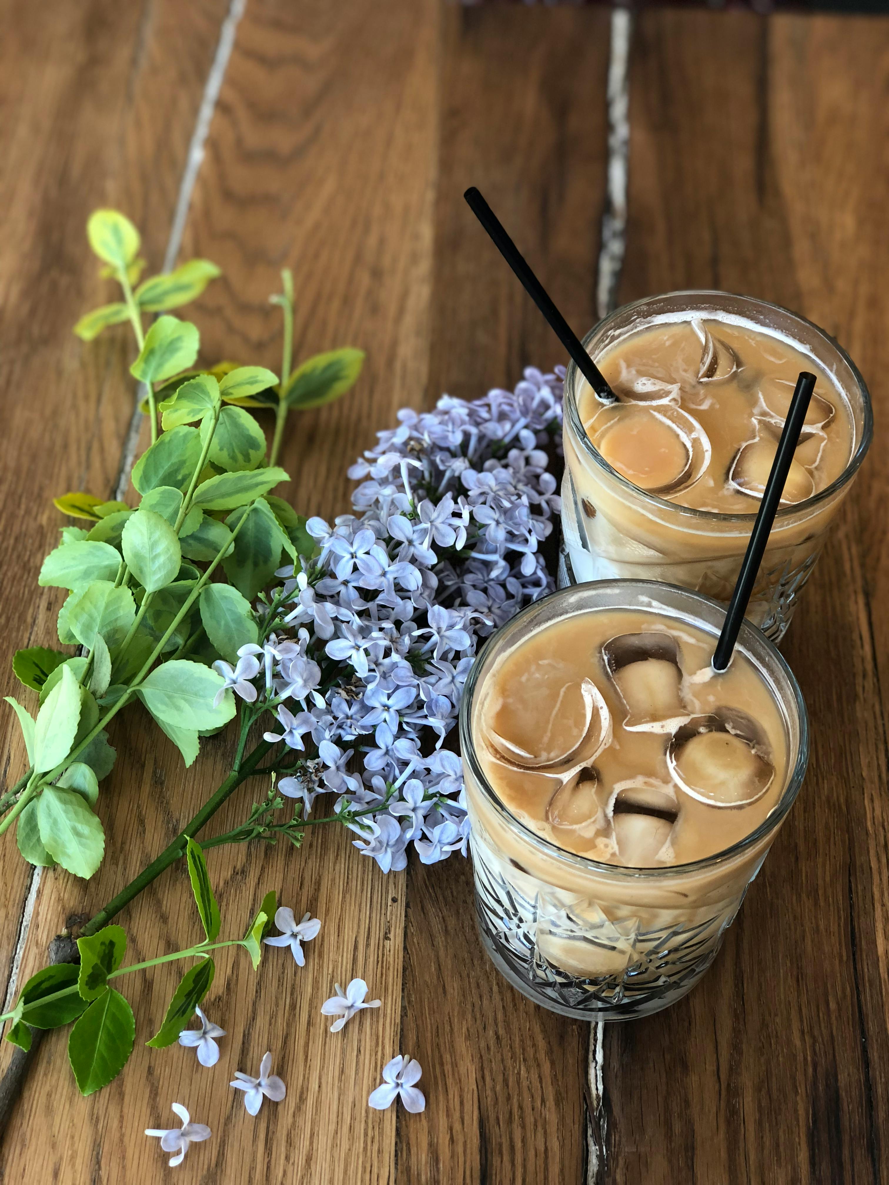 Iced Coffee In High Glass Stock Photo - Download Image Now - Iced