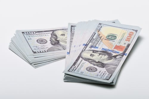 Free $ 100 banknotes, money, make 100 coins on Franklin	 Stock Photo