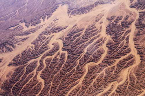 Gurun Sahara Difoto Dari Pesawat, Latar Belakang Coklat