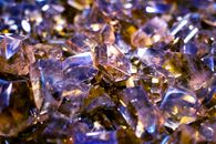 Quartz stone crystals on polished slab Full frame of colorful gemstones texture. Natural mineral stones close up