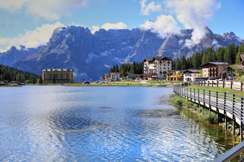 Lake in the Town near the Mountains