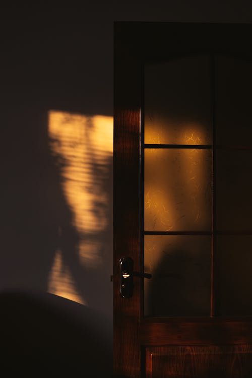 Natural Light on a Wall and a Wooden Door 