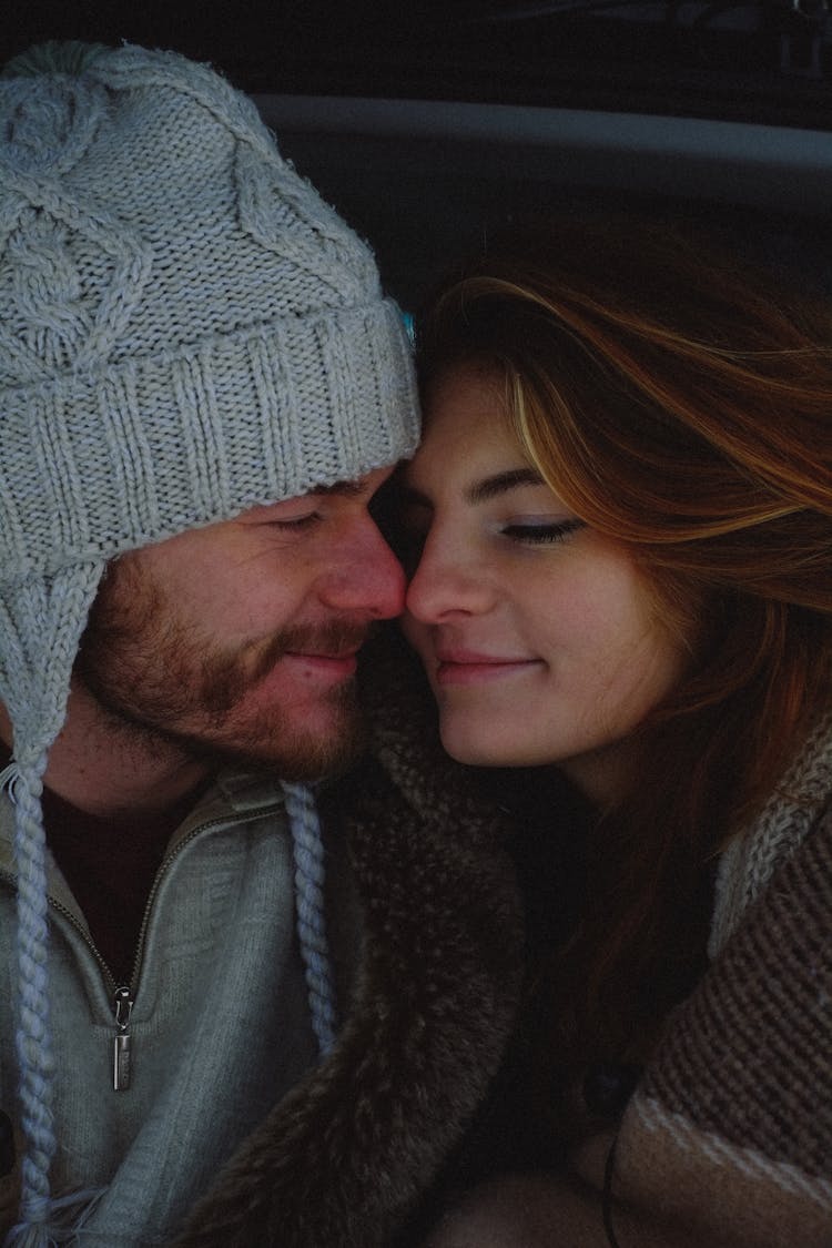 Romantic Couple In Their Knitted Clothes