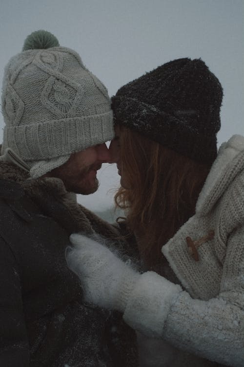 Romantic Couple in Their Knitted Clothes