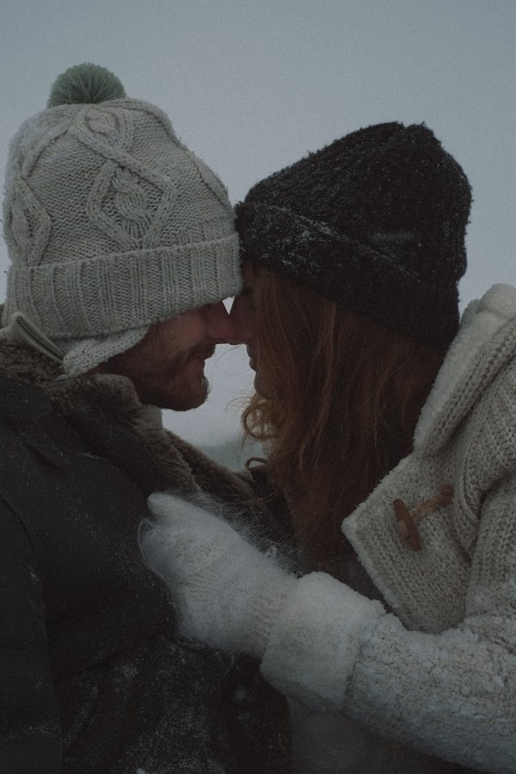 Romantic Couple In Their Knitted Clothes