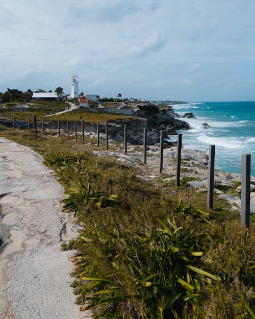 View on the landscape and a lighthouse on Isla Mujeres
