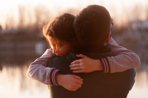 Free Girl Hugging is Father Stock Photo