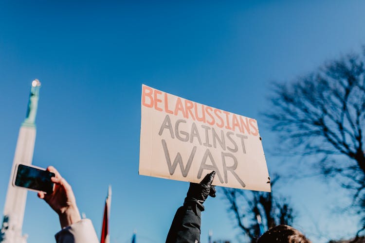 Placard With Anti War Slogan