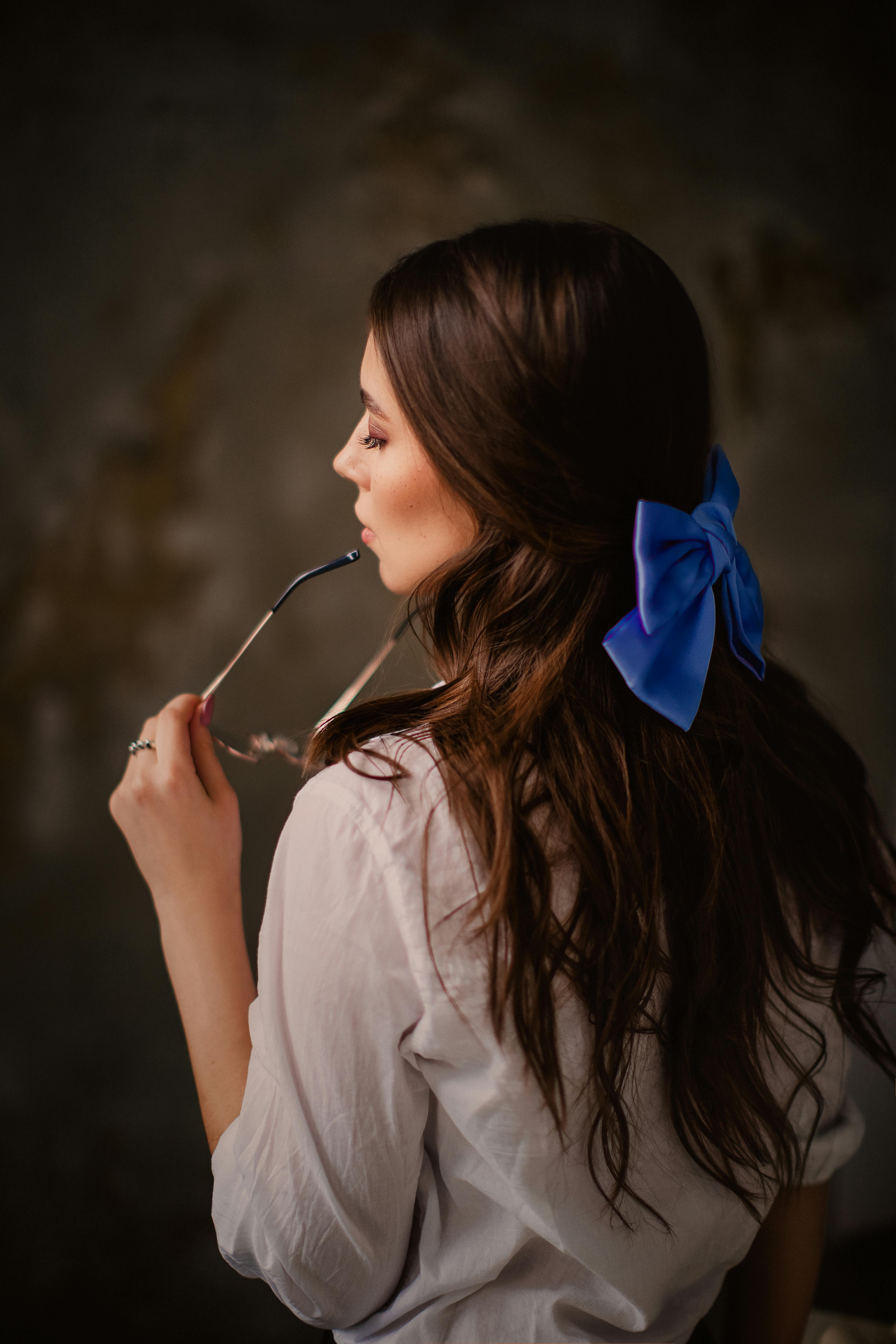 Ribbon in a hair stock photo. Image of woman, close, shiny - 22639636