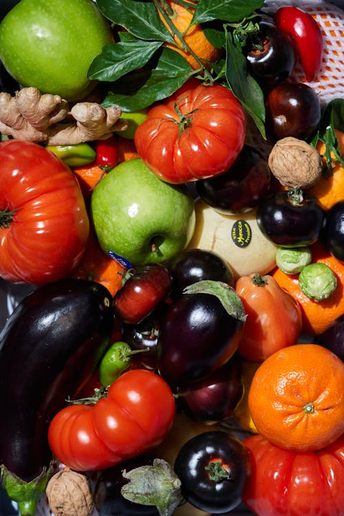 Free Colourful Mix of Vegetables and Fruit Stock Photo