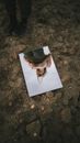 Reflection on Woman in Mirror Laying on the Ground
