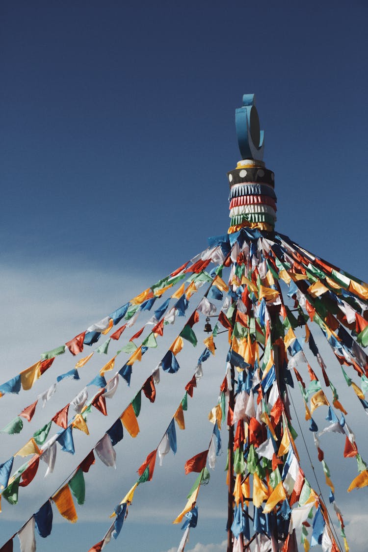 Colorful Fabrics Around Post