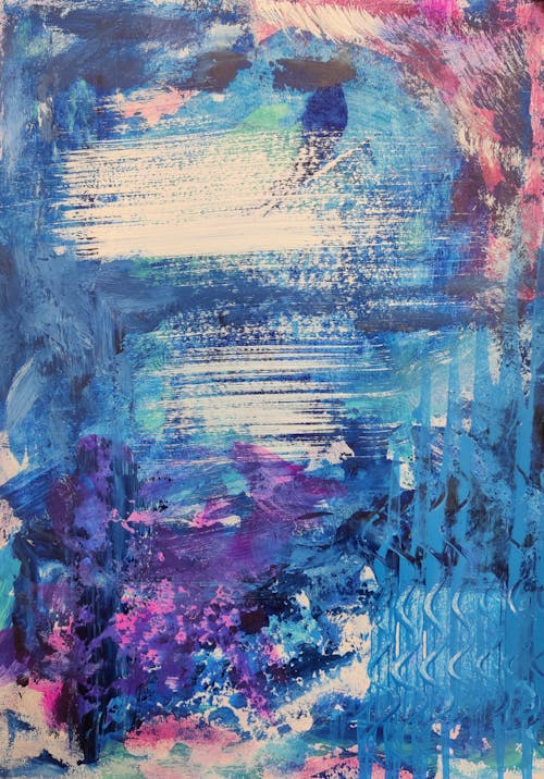 Free Blue White and Pink Abstract Painting Stock Photo