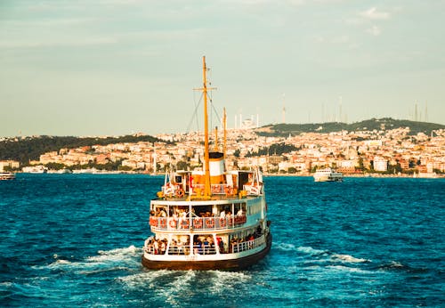 Brown and White Ship on Sea