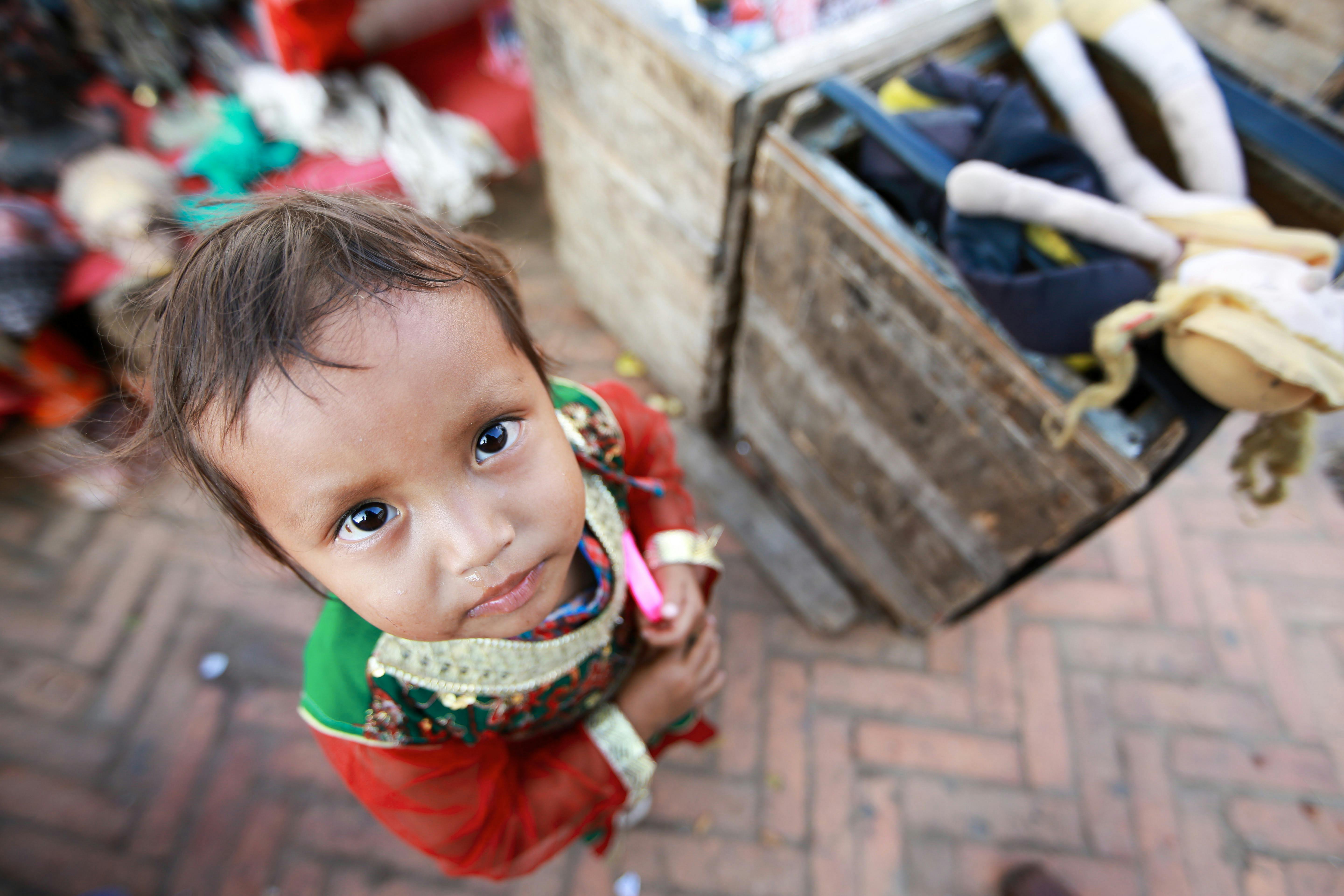 boy looking up