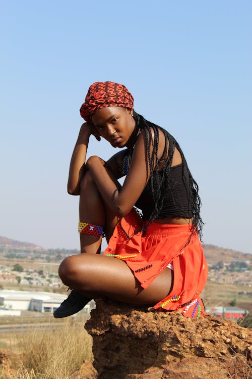 Woman Posing on Rock