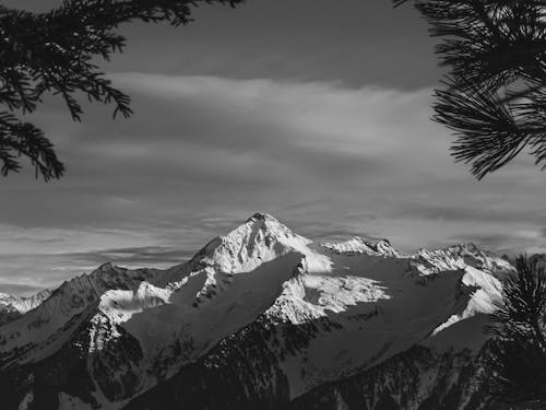 Free Power of mountains in Black and White Stock Photo