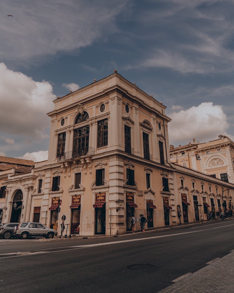 Ornamented Building And Empty Street