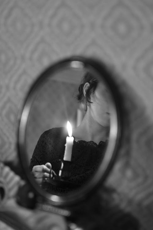 Foto stok gratis api, cermin, hitam & putih