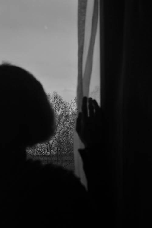 Kostnadsfri bild av fönster, gardin, kvinna