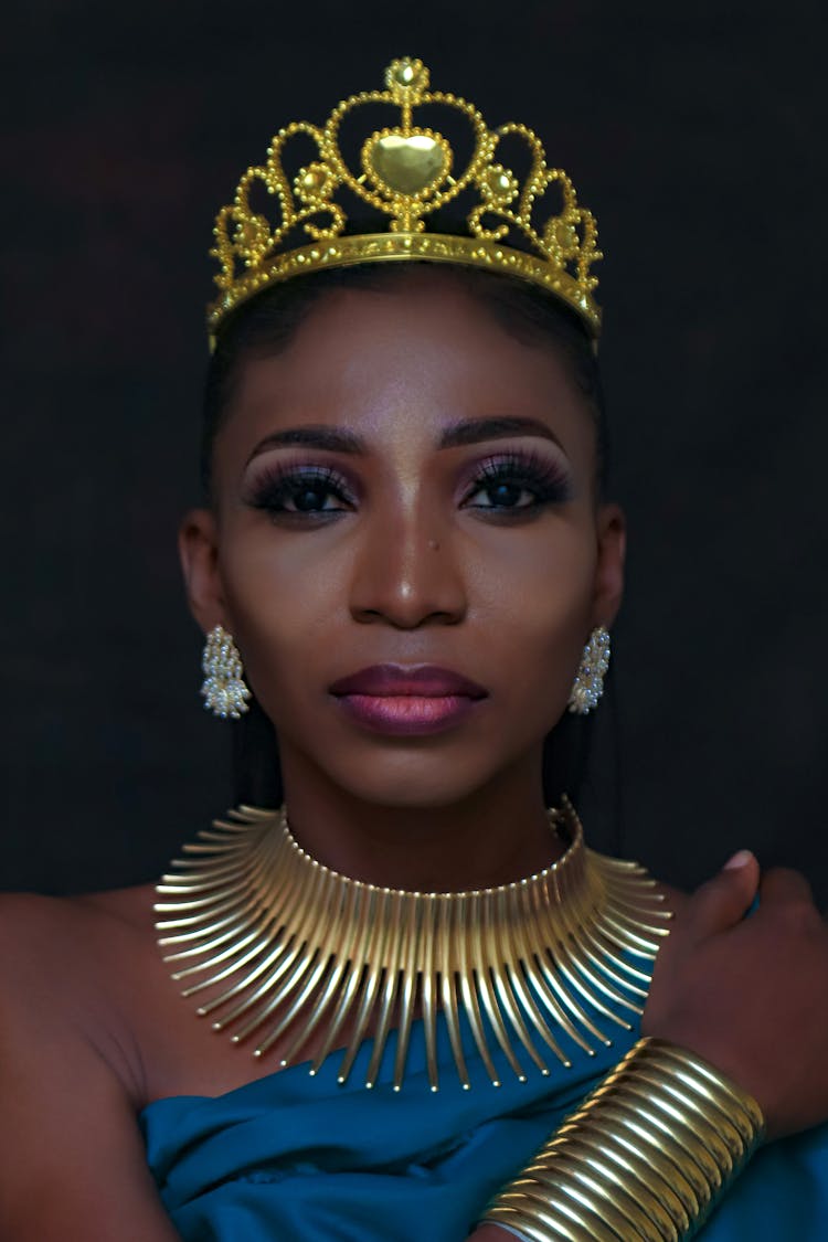 Woman Wearing A Gold Tiara Posing
