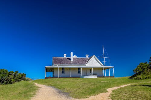 Clear Sky over House in Countryside