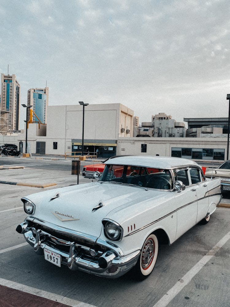 Vintage Car On Car Park