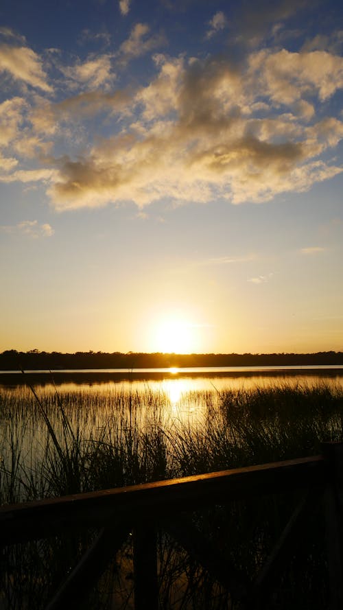 Foto profissional grátis de lago, pôr do sol, tiro vertical