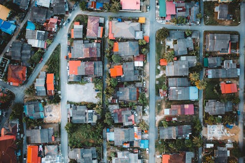 Free Aerial View of Residential Houses Stock Photo