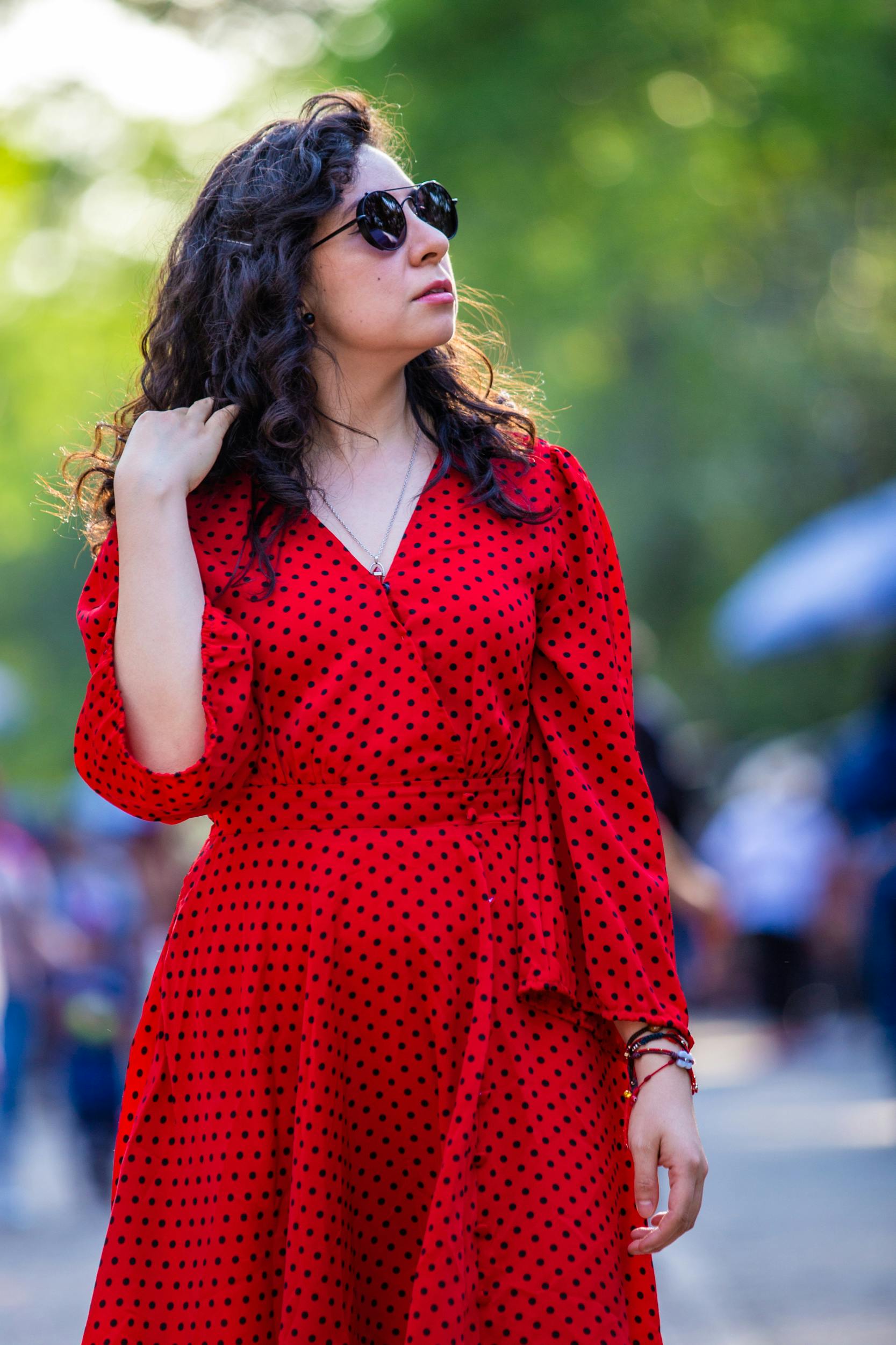 Red dress with on sale black polka dots