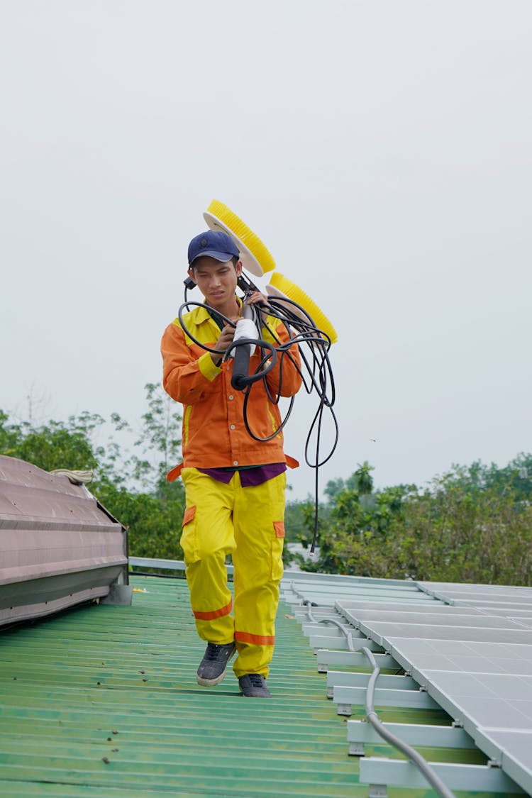 Man Wearing Worker Uniform