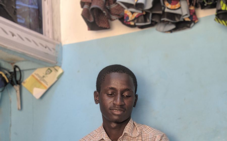 A tailor at work on a sewing machine in Maiduguri, Nigeria